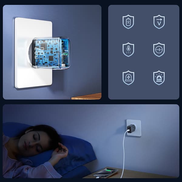USB-C PD QC 20W seinälaturi - musta