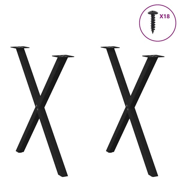 vidaXL spisebordsben, 2 stk., sort, 70x(72-73) cm, stål