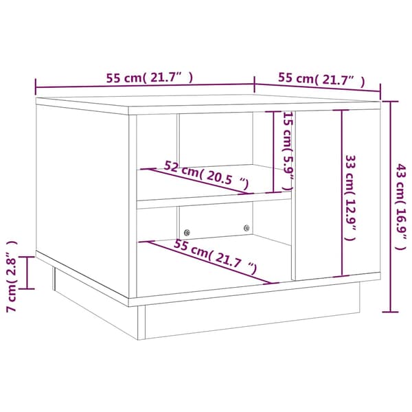 vidaXL sofabord, sort, 55x55x43 cm, træbaseret materiale