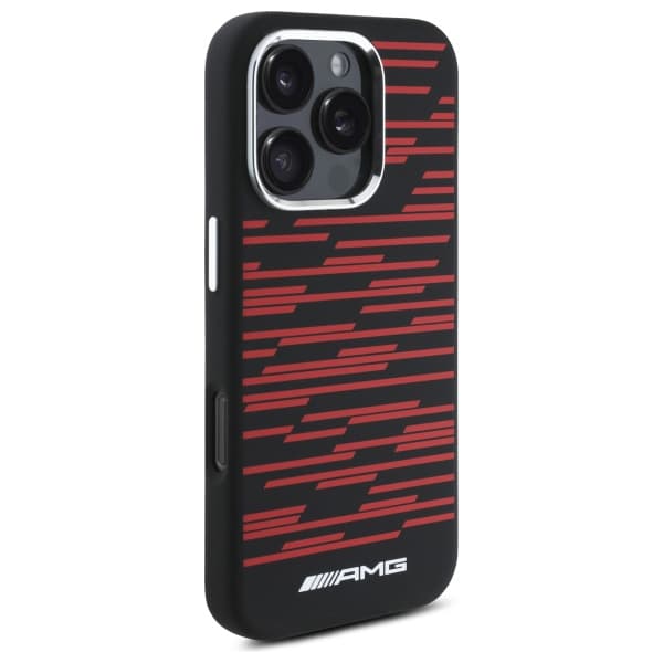 AMG Silicone Graphics MagSafe -kotelo iPhone 16 Prolle, musta