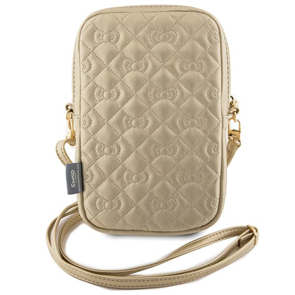 Hello Kitty quiltet taske med sløjfer, guld