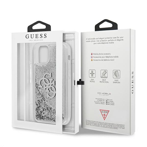 Guess 4G Big Liquid Glitter cover til iPhone 12 Pro Max, sølv/sølv