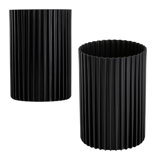 Set med 3 moderna RIBS-vaser, svarta
