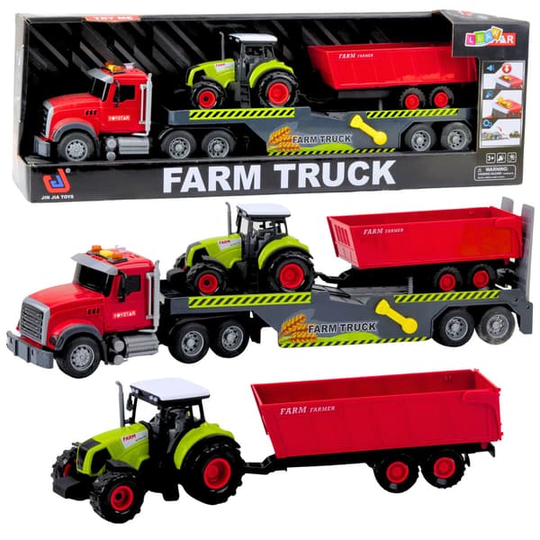 Sæt lastbiltraktor med trailerlys og lyde rød