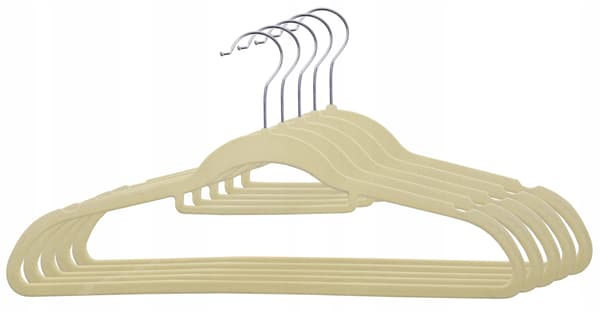 Maxi samettinen henkari, 5 kpl - beige