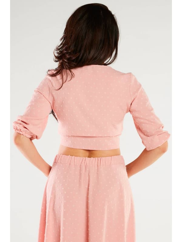 Pulverlyserød bluse med 3/4 ærmer XL