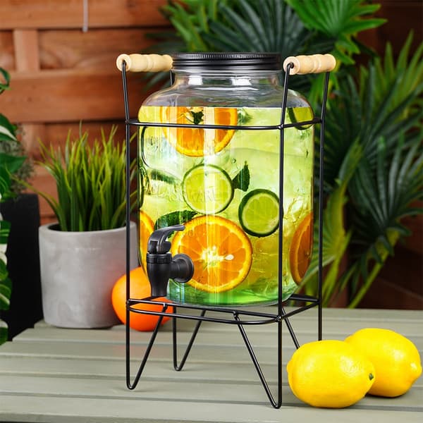 Drikkebeholder med tap og sort stativ 4,2 l