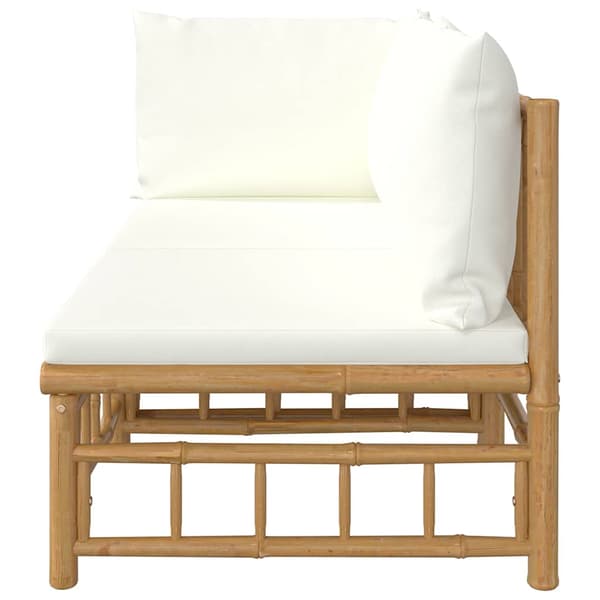vidaXL 2-delat trädgårdsmöbelset, krämfärgade dynor, bambu