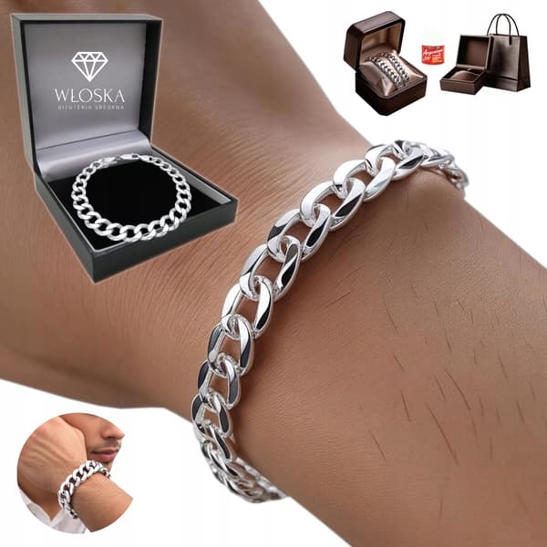 FULD Sølv Herrearmbånd 5mm 925 SØLV Diamant