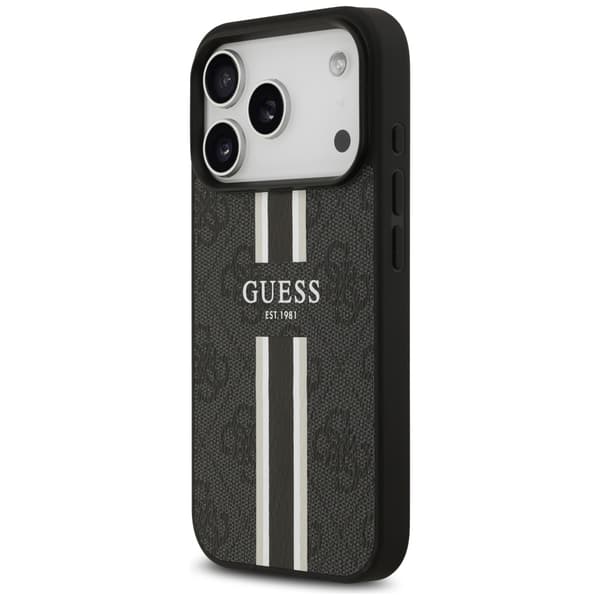 Guess 4G Printed Stripes MagSafe-etui til iPhone 17 Pro, sort