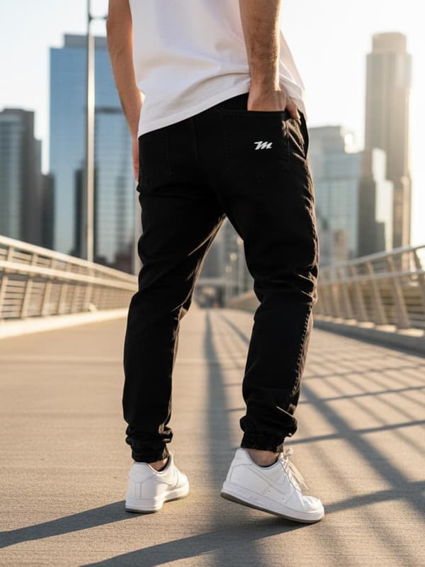 Svarta joggingjeans Method Mini M Logotypbroderi XXL för män