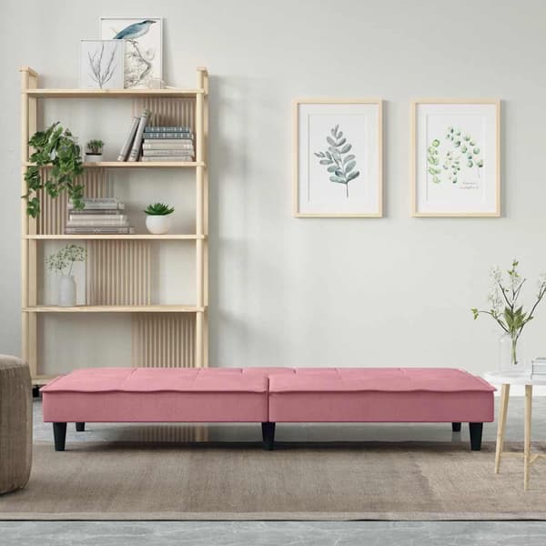 vidaXL Bäddsoffa med mugghållare rosa sammet
