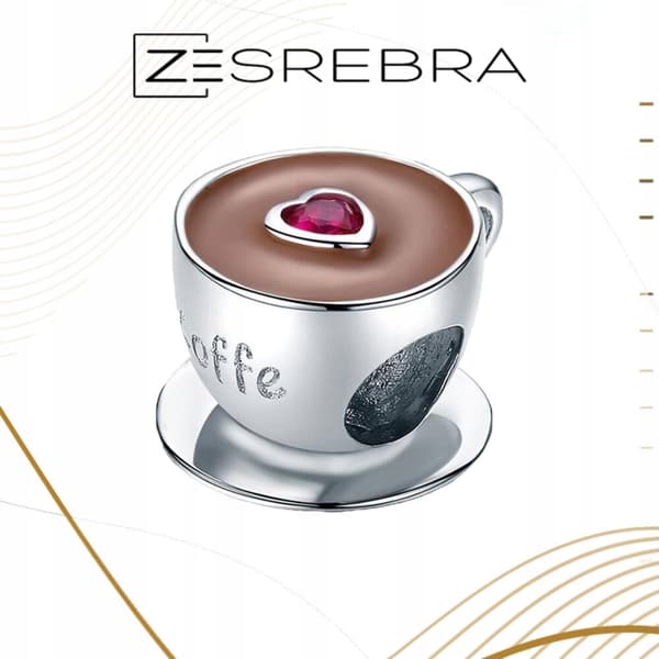 Kaffeberlocker silver 925 kaffekopp pärla hänge berlock silver 925