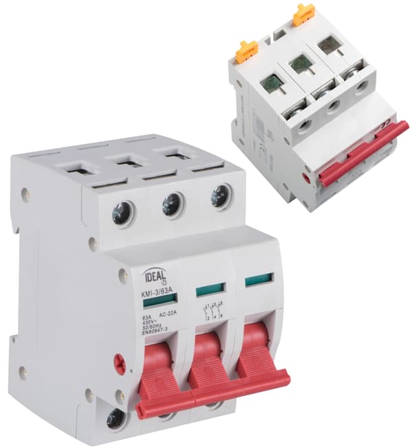 Modulær isolatorafbryder 3P 63A KMI-3/63A til Ideal KANLUX skinne