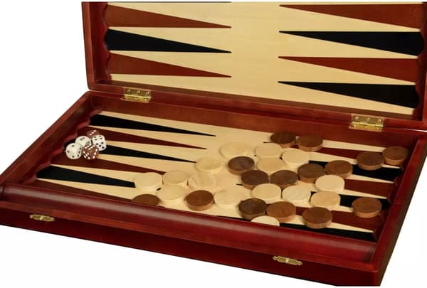 Backgammon Træ Backgammon 48x48 cm Stor Elegant Æske + Bønder