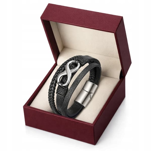 HERRLÄDERARMBAND, Flätat, Elegant, Present till en man