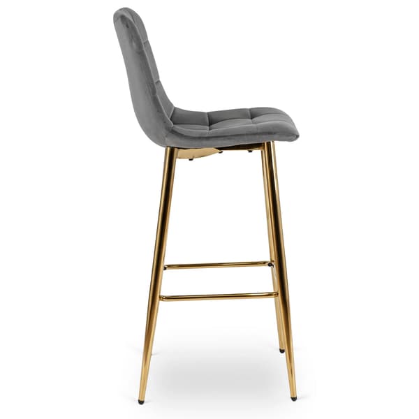 ARIEL Klädd Barstol Grå Sammet Modern Glamour