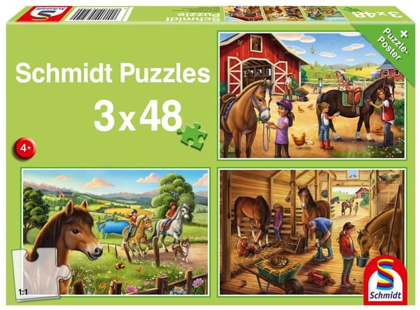 Puslespil 3x48 Heste G3