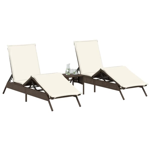 vidaXL Solstolar med bord, set om 2, brun, polyrotting