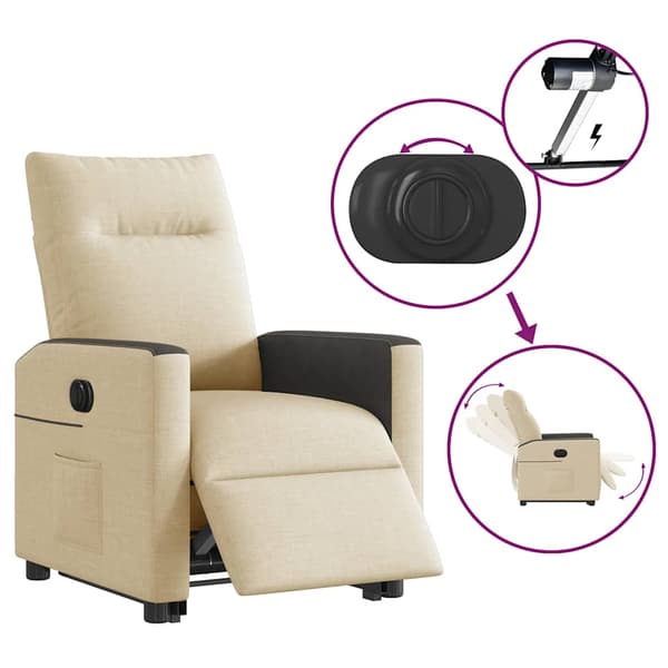 vidaXL Lyftbar massagefåtölj, elektrisk, vilstol, krämfärgad