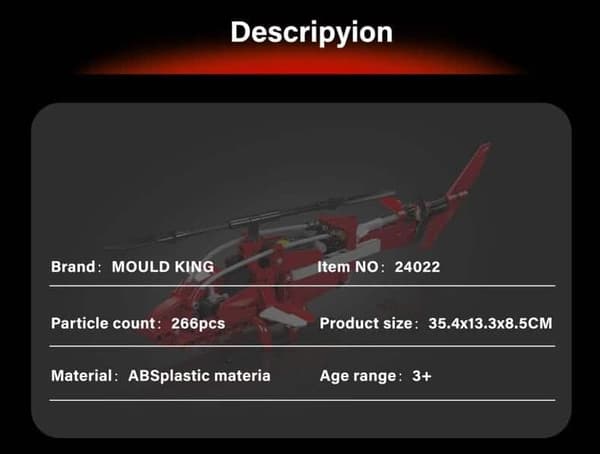 Variksenhelikopteri - Mold King 266 kpl Technic-palikkaa