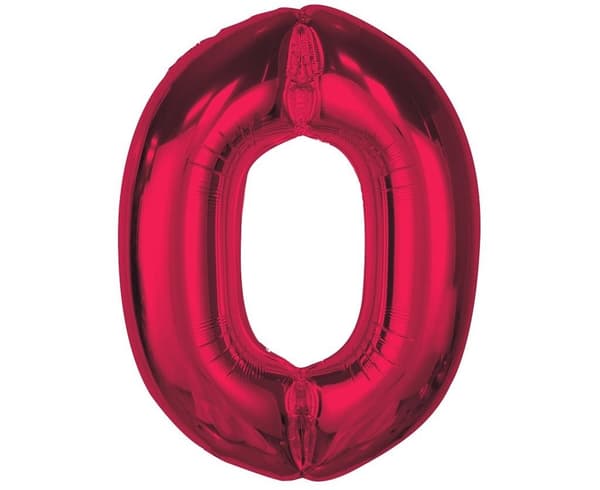 Folioilmapallo numero 0 punainen Smart 92 cm