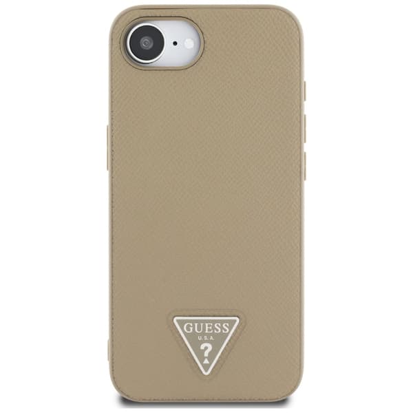 Guess Grained Triangle MagSafe-skal till iPhone 16e, Brunt