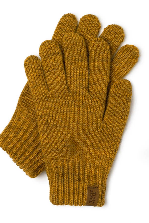 Vivisence 7014R Mörkgula UNI Stickade Handskar