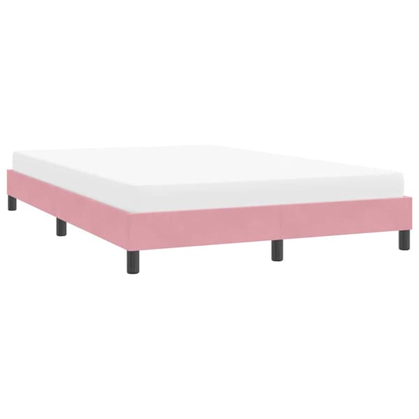 vidaXL Sängram med madrass rosa 160x210 cm sammet