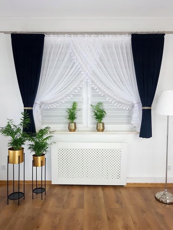 Elegant sæt fløjlsgardiner og draperinger - sort