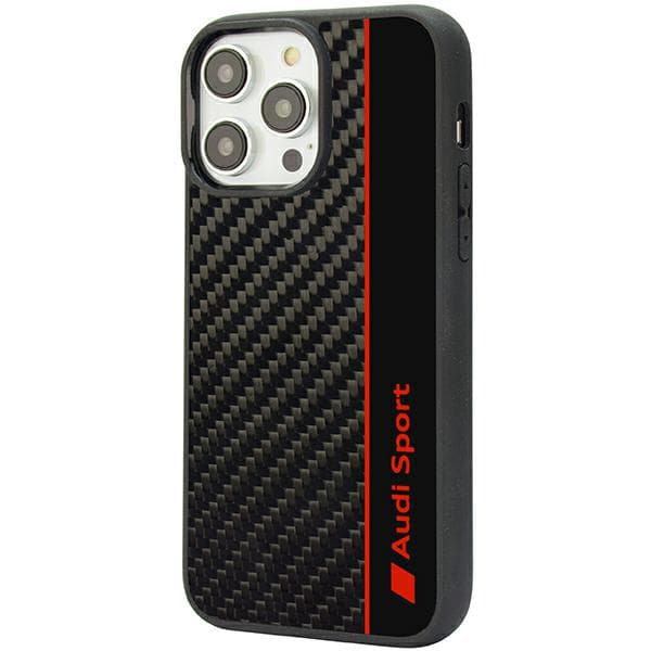 Audi Carbon Fiber Stripe Cover til iPhone 14 Pro, Sort