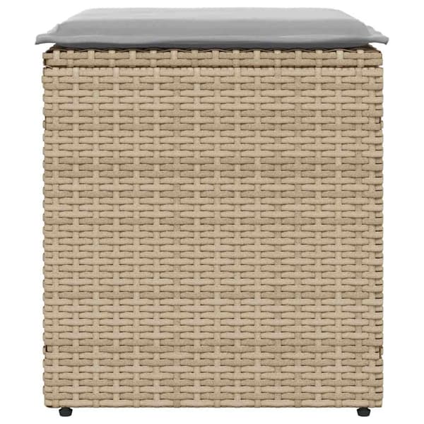 vidaXL Trädgårdspallar med kuddar 2 st beige polyrattan
