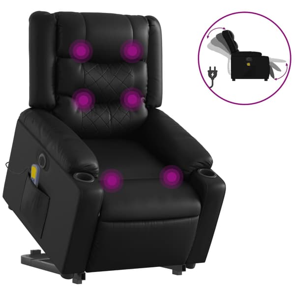 vidaXL elektrisk lænestol med massage, sort