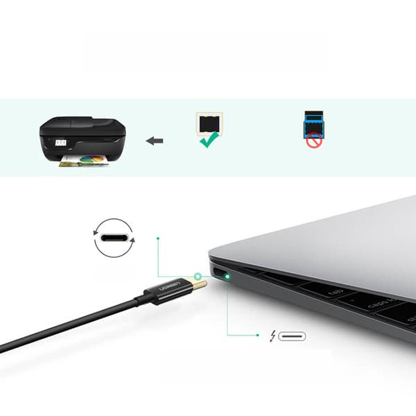 Tulostinkaapeli USB-C - USB-B 480Mb/s 2m musta