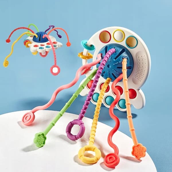 Octopus Pop It sensorisk leksak Montessori bitring för bebisar 4 i 1