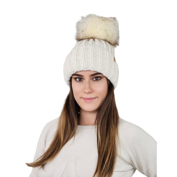NEREA vinterhue, tyk vævet, ecru farve