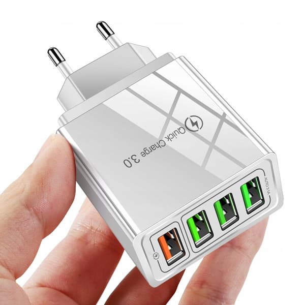 4xUSB Quick Charge 3.0 QC 3.1A 18W Oplader - Hvid
