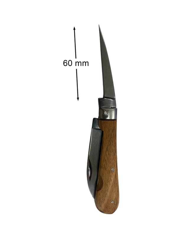2-delad träkabelkniv med skrapa 60 mm