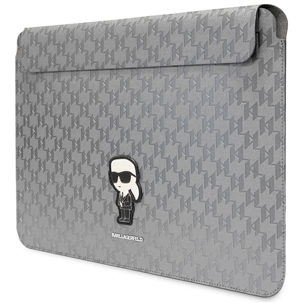 Karl Lagerfeld Saffiano Monogram Ikonik-sleeve til bærbare computere op til 14", sølv