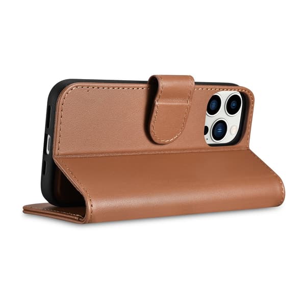 2-i-1 Läderfodral iPhone 14 Pro Max Anti-RFID Plånboksfodral Brun