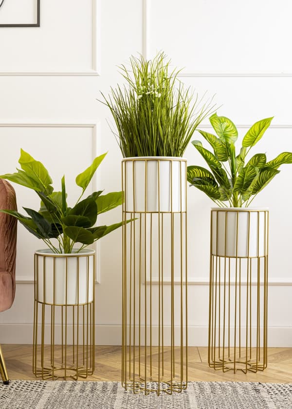 Moderne blomsterstander 70 guld hvid LOFT