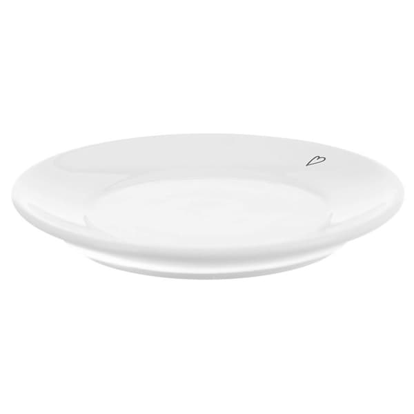 Lille keramisk underkop hvid hjerte 12 cm