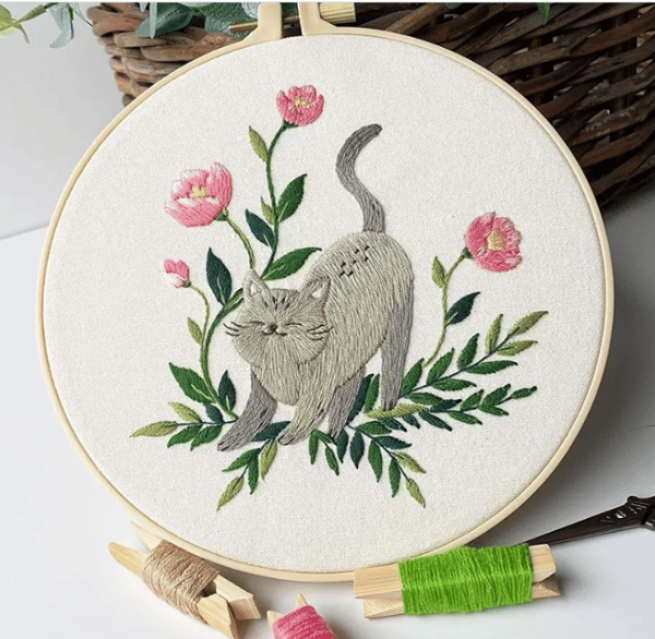 Broderikit med 3 ringar för katter [D-ZH4]