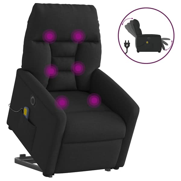vidaXL Elektrisk lyftbar massagefåtölj svart