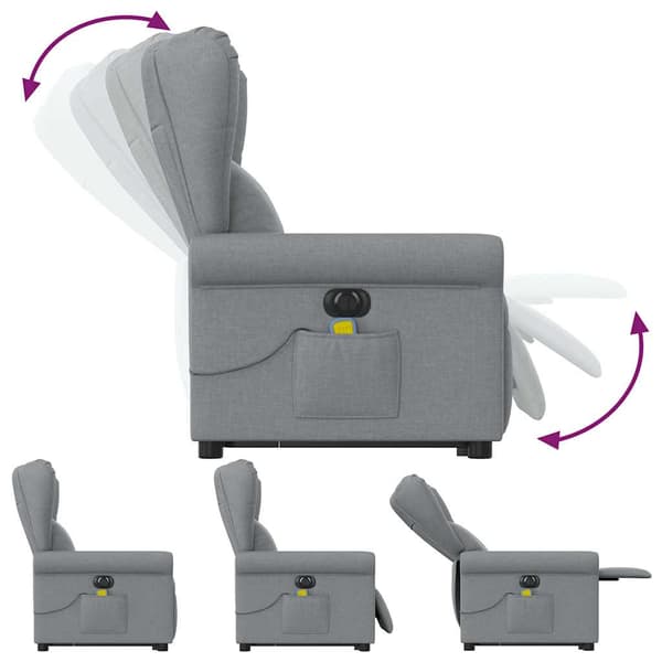 vidaXL Elektrisk lyftande massagefåtölj ljusgrå