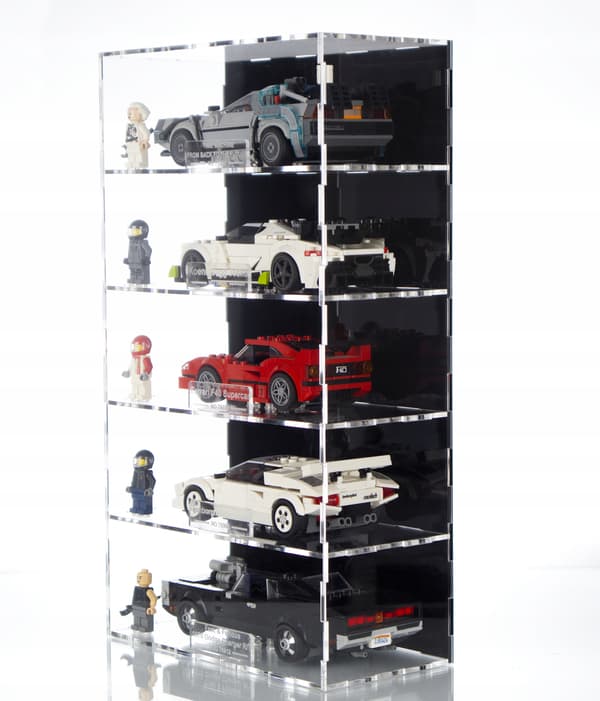 Boksdisplay til 5x Lego Speed Champions - navneskilt