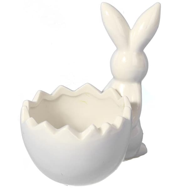 Vit Keramik Påskhare Figur 14cm