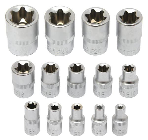 Torx-hylsyt E4-E24, 14-osainen sarja