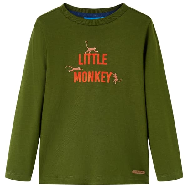 Børne langærmet T-shirt, mørk khaki, 128