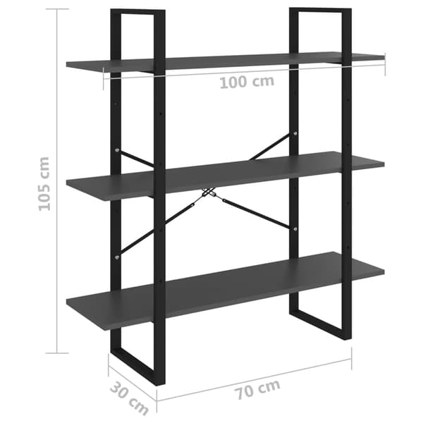 vidaXL bogreol, grå, 100x30x105 cm, træbaseret materiale